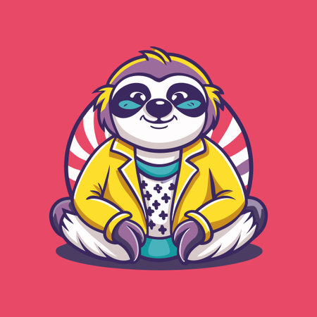 Cute Chillin Sloth Mascot Vector Logo Cartoon Characterのイラスト素材