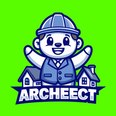 Adorable Cartoon Mascot Architect Driving a Carのイラスト素材