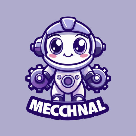 Adorable Mechanical Mascot Vector Logo Character with Cartoonish Features and Appealing Designのイラスト素材