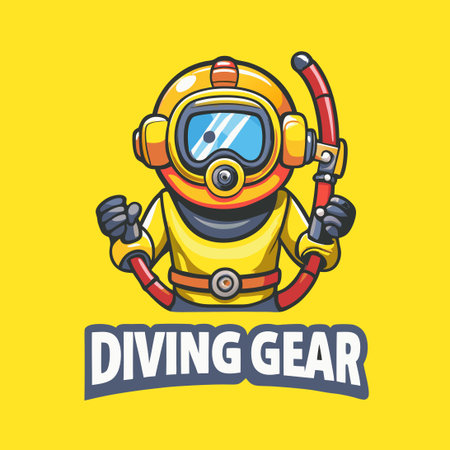 Cheerful Cartoon Diving Gear Mascot Characterのイラスト素材