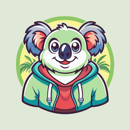 Adorable Koala Mascot Illustration with Simple and Playful Styleのイラスト素材