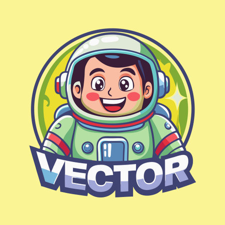 Vector Illustration of a Cartoon Mascot of an Astronaut in a Space Suitのイラスト素材