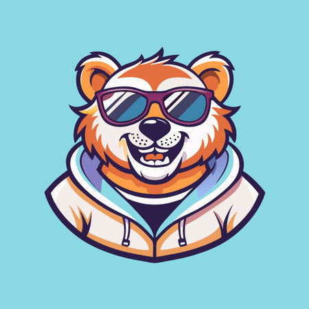 Cool and Playful Bear Mascot Vector Illustration Cartoonのイラスト素材