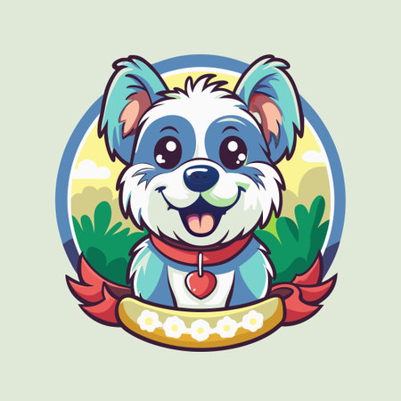 Vector Illustration of an Adorable Dog Mascot Cartoon with a Cute Expressionのイラスト素材
