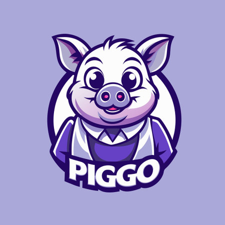 Vector Mascot Cartoon Illustration of a Piggo in a Stylish Pink Outfitのイラスト素材