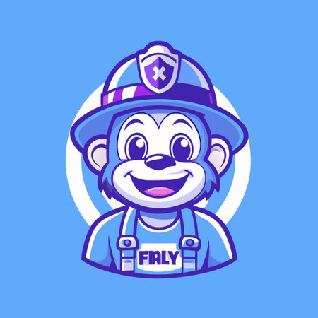 Fiery Monkey Mascot Cartoon Cartoo Ready to Raceのイラスト素材