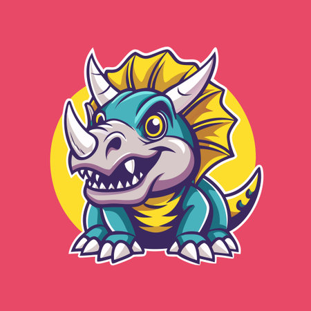 Minimalist Vector Triceratops Mascot Illustration for Brand and Identity Designのイラスト素材