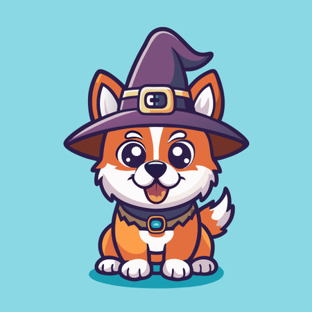 Witch Dog Logo Mascot Vector Illustration in EPS 10のイラスト素材