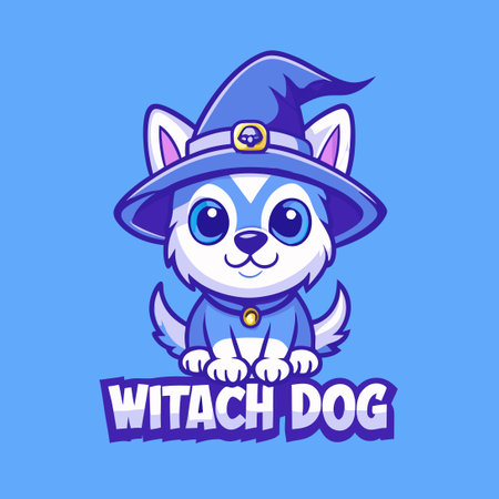 Intricate Witch Dog Mascot Logo Vector Illustration for Design Projectsのイラスト素材