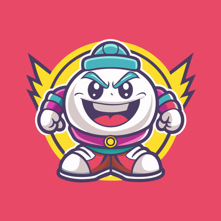 Cute Cartoon Mochi Mascot in Vector Logo Illustration Styleのイラスト素材