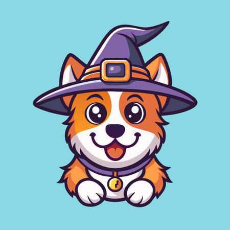 Fierce Witch Dog Mascot Logo Vector Illustration for Halloweenのイラスト素材