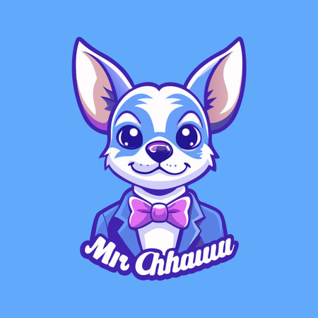 Vector Illustration of Mr. Chihuahua Mascot in a Cartoony Style with Gradient Colorsのイラスト素材