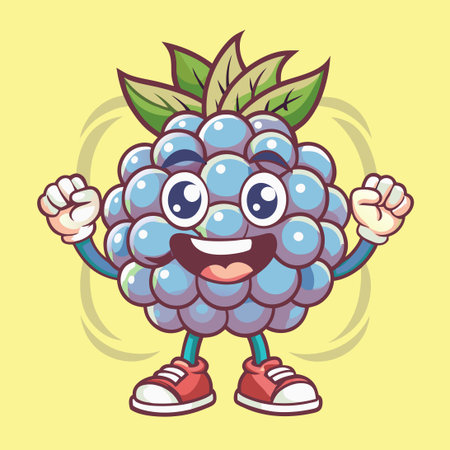 Blackberry Mascot Cartoon Vector Illustration with Gradient Colorsのイラスト素材