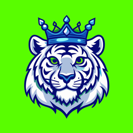 Majestic Tiger King Mascot Vector Logo for Cartoon Character Illustrationsのイラスト素材