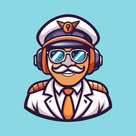 Cartoon-style Mascot Pilot Vector Illustration with Stylized Designのイラスト素材