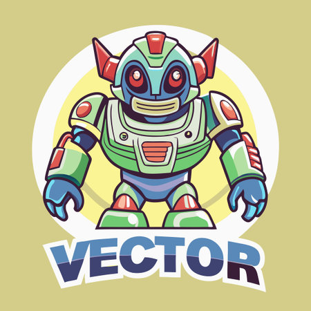 Vector Illustration of a Friendly Robotic Mascotのイラスト素材