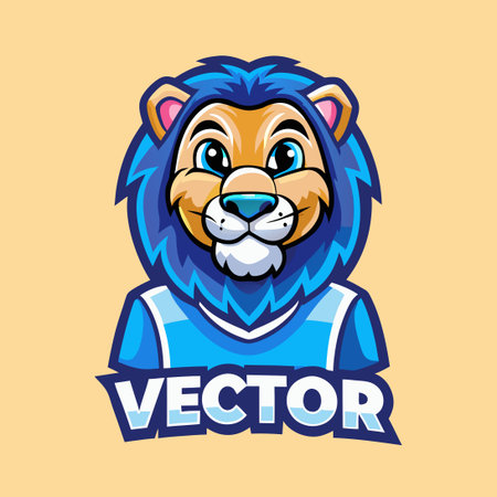 Fierce Head Lion Mascot Vector Cartoon Character Illustrationのイラスト素材