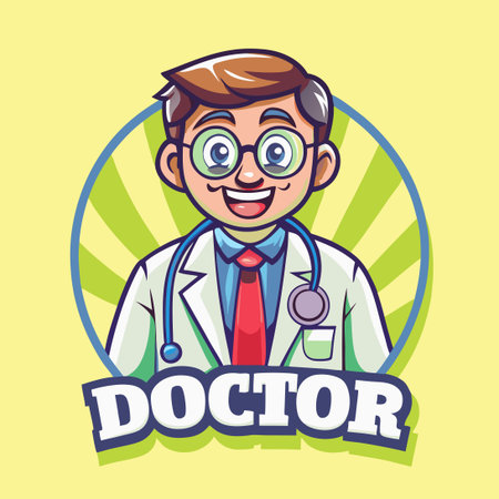 Cartoon Vector Mascot Illustration of a Doctor in a Stylish Poseのイラスト素材