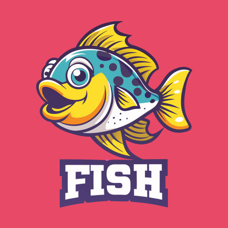 Cute and Minimalist Fish Logo Illustration Featuring Mascot Design Elementsのイラスト素材