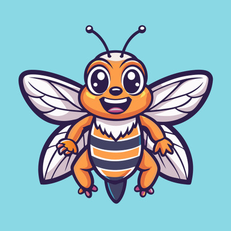 Playful and Energetic Fire Fly Mascot Cartoon Character in a Vector Logo Illustrationのイラスト素材