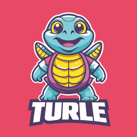 Vector Illustration of a Cute and Friendly Turtle Mascot with Stylized Designのイラスト素材