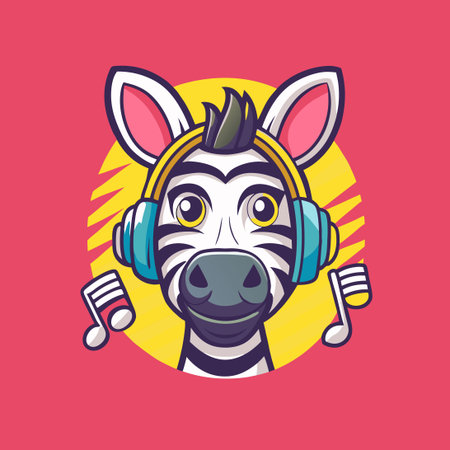 Playful Zebra Sporting Headphones with a Mischievous Grinのイラスト素材