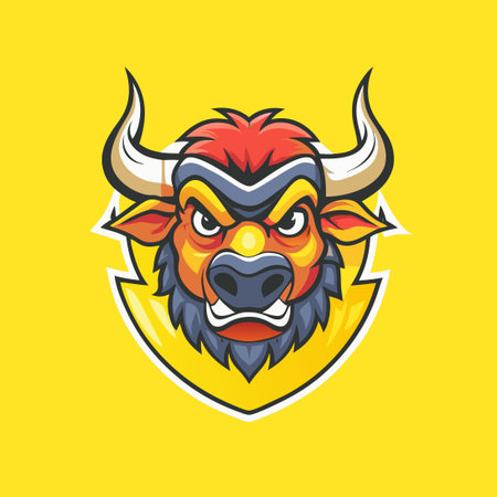 Fierce and Mighty Buffalo Mascot Cartoon Illustration for Branding or Sportsのイラスト素材