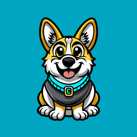 Adorable Corgi Dog Mascot Cartoon Illustration with Vector Designのイラスト素材