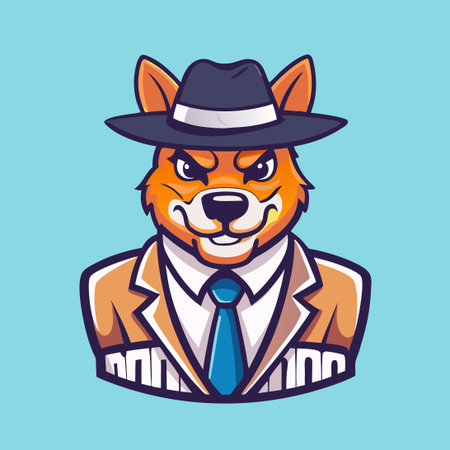 Cartoon Illustration of a Dog Mafia Mascot in Vector Formatのイラスト素材