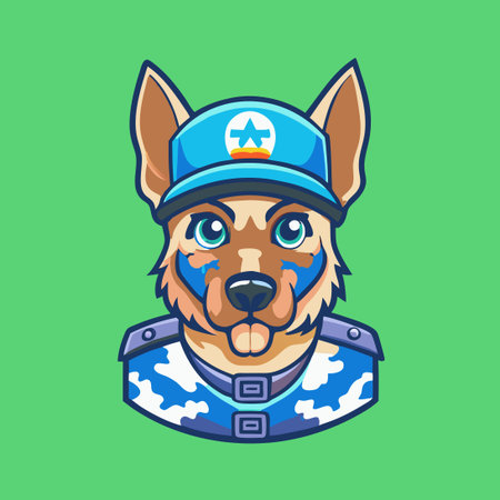 Full Color Army Dog Head Logo: A Symbol of Loyalty and Protectionのイラスト素材