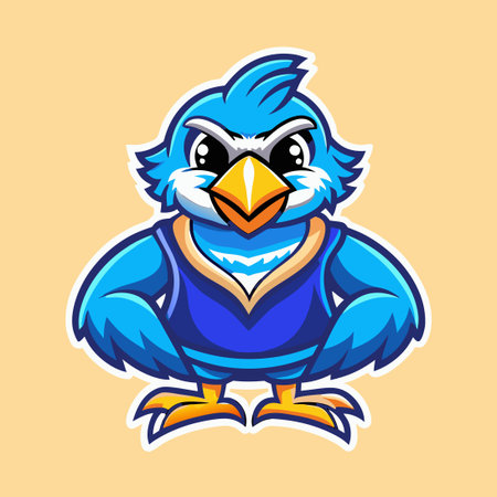 Vector Illustration of a Bird Silhouette Character Mascot Logoのイラスト素材
