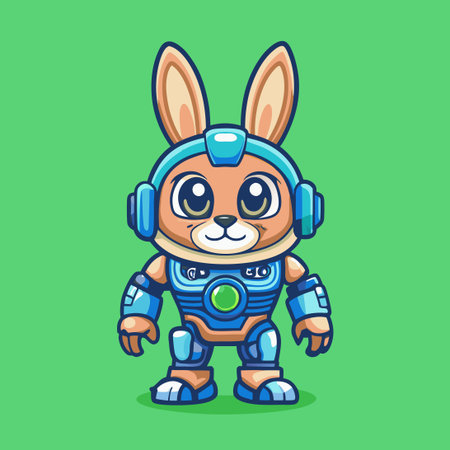 Futuristic Cyborg Rabbit with Bunny Ears and Robotic Enhancementsのイラスト素材