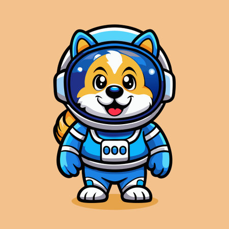Adorable Astronaut Dog Mascot Character Logo with Cute and Playful Illustrationのイラスト素材