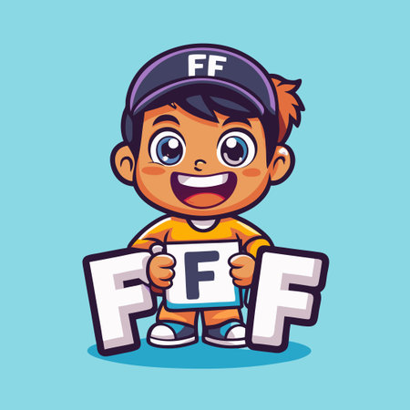 Adorable Cartoon Boy Joyfully Holding Alphabet Letter "T"のイラスト素材