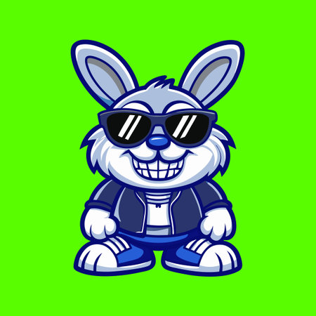 Chilling Bunny Mascot Logo Vector Character with Vibrant Colorsのイラスト素材
