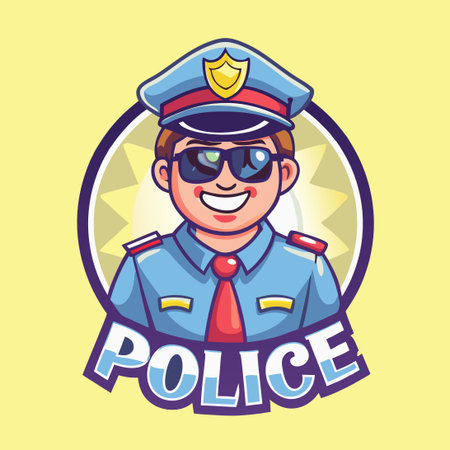 Cool and Stylish Police Mascot Cartoon Character with Vector Graphicsのイラスト素材