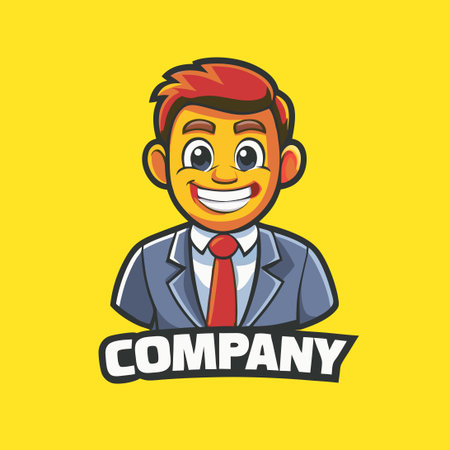 Adorable Businessman Mascot Design Pushing a Shopping Cartのイラスト素材