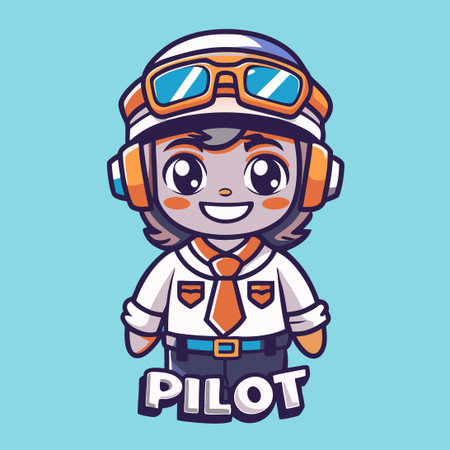 Adorable Boy in Aviator Attire Mascots with Cheerful Expressionのイラスト素材