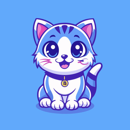 Adorable Cartoon-Style Cat Mascot Logo Designのイラスト素材