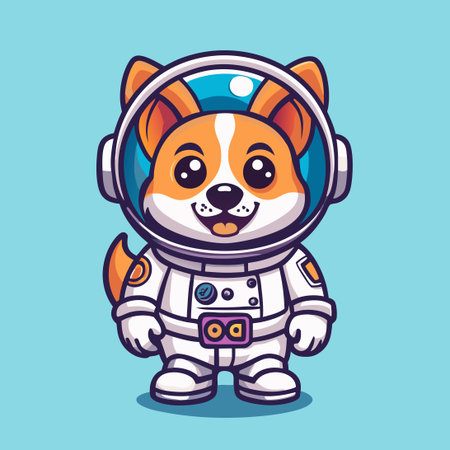Adorable Astronaut Dog Character as a Mascot Logo Illustrationのイラスト素材