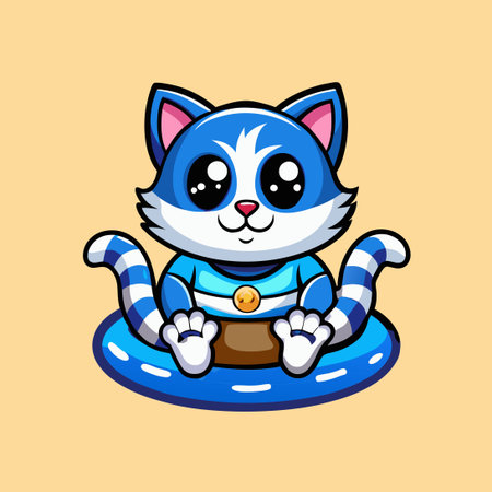 Adorable Feline Mascot Logo Depicting a Relaxed and Playful Catのイラスト素材