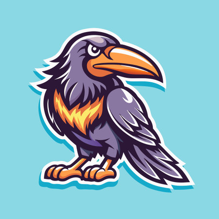 Majestic Crow Silhouette Logo Vector Illustration with Intricate Detailsのイラスト素材