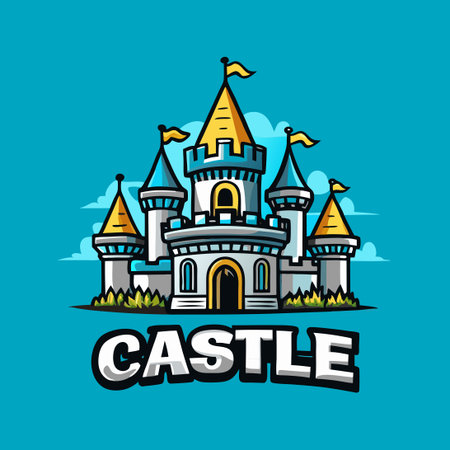Adorable Cartoon Vector Illustration of a Quaint and Charming Castleのイラスト素材