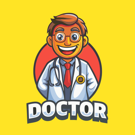 Cartoon Doctor Mascot Character in Vector Illustration Styleのイラスト素材