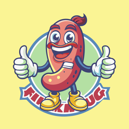 Joyful Cartoon Sausage Giving an Encouraging Thumbs Upのイラスト素材