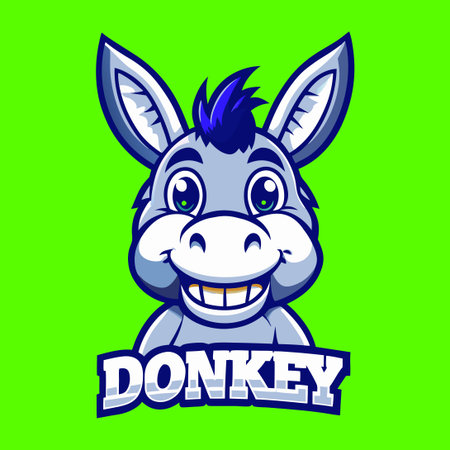 Adorable and Playful Cartoon Donkey Character with Vector Illustrationのイラスト素材