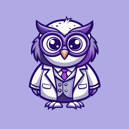 Adorable Owl Doctor Mascot Character with Vector Design for Logo Useのイラスト素材