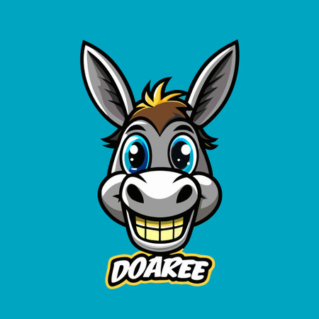 Cute Cartoon Donkey Mascot Character with Vectorized Artwork Styleのイラスト素材