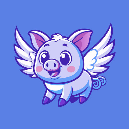 Adorable Fairy Flying Pig Mascot Character with Wingsのイラスト素材