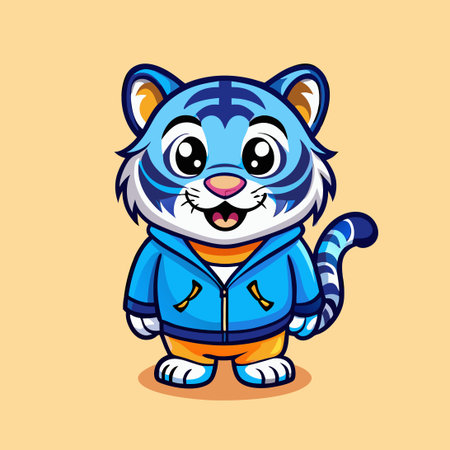 Adorable Tiger Character Illustration for Mascot Logo Designのイラスト素材